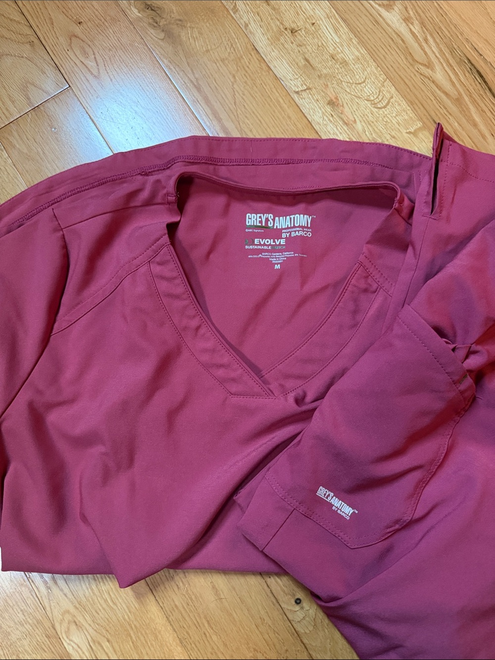 Grey's Anatomy V-Neck Scrub Top in Burgundy